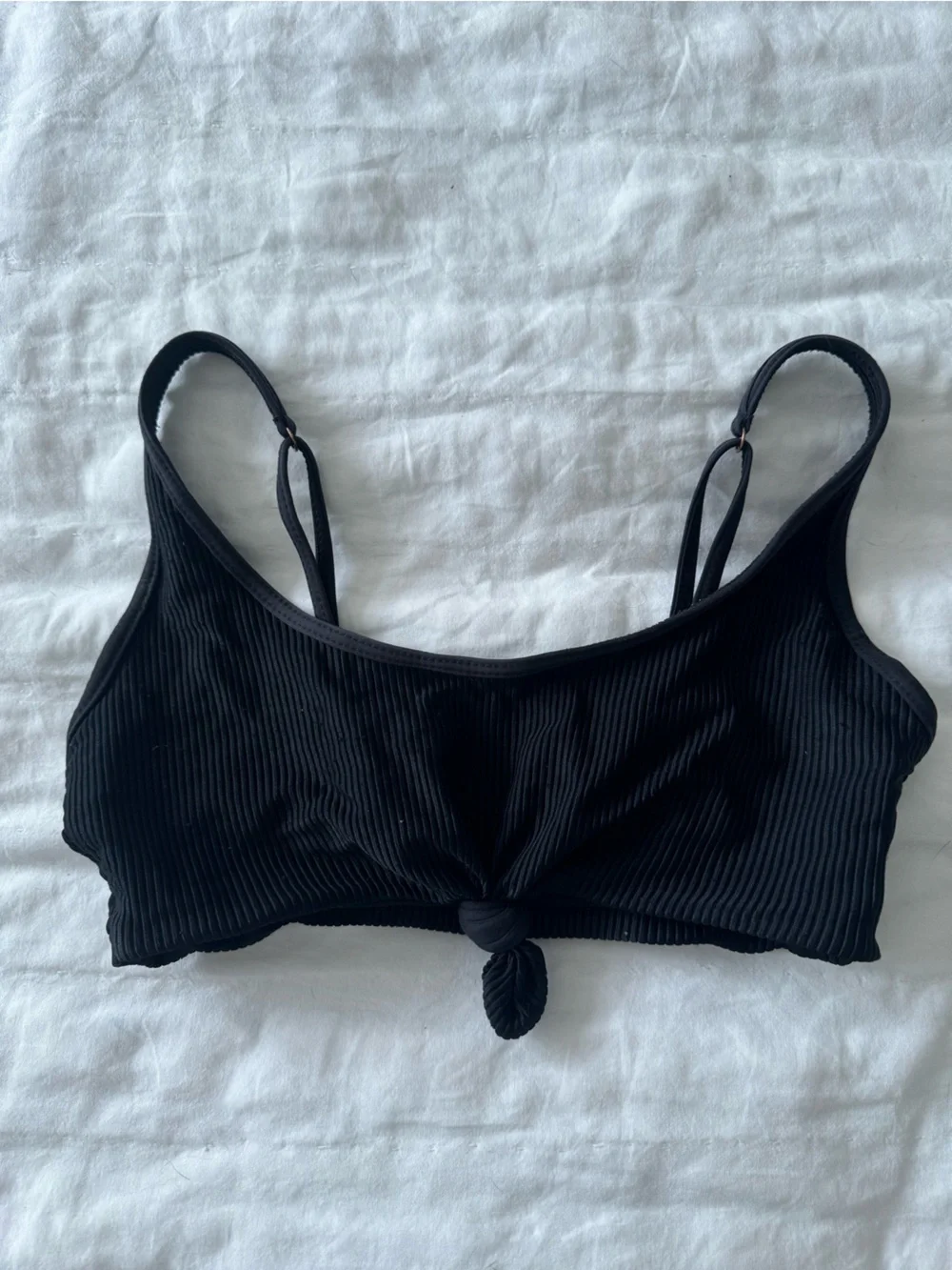 Frankie’s Black scoop neck Ribbed Greer top with Adjustable Straps